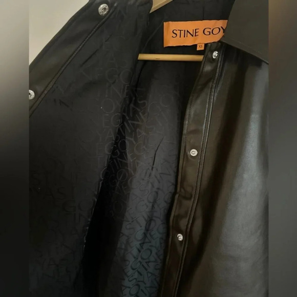 NEW Stine Goya Straight Sleeve Faux Leather Jacket in Chocolate Brown | size XS - Picture 7 of 10